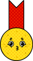 comic book style cartoon of a gold medal png