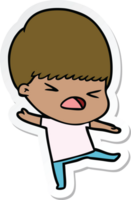 sticker of a cartoon stressed man png