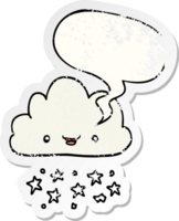 tecknad serie storm moln med Tal bubbla bedrövad bedrövad gammal klistermärke png