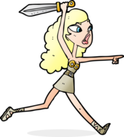 cartoon viking girl with sword png