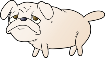 cão pug infeliz dos desenhos animados png