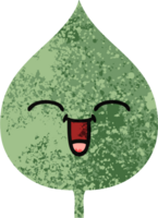 retro illustration style cartoon of a expressional leaf png
