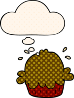 cute cartoon pie with thought bubble in comic book style png