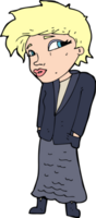 cartoon woman with hands in pockets png