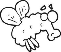 hand drawn black and white cartoon fly png