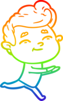 rainbow gradient line drawing of a running cartoon man png