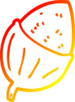 warm gradient line drawing of a cartoon acorn png