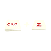 hand retro cartoon command Z function png