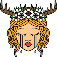 Retro Tattoo Style crying human druid png