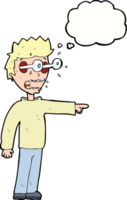 cartoon man with popping out eyes with thought bubble png