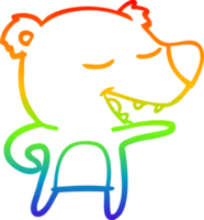 rainbow gradient line drawing of a cartoon polar bear png