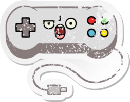 verontruste sticker van een schattige cartoon-gamecontroller png