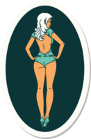 sticker of tattoo in traditional style of a pinup swimsuit girl png