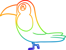 rainbow gradient line drawing of a cartoon toucan png