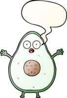 cartoon avocado with speech bubble in smooth gradient style png