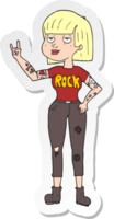 pegatina de una chica de rock de dibujos animados png