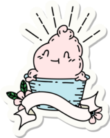 sticker of a tattoo style ice cream character png