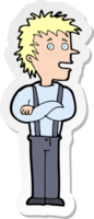 sticker of a cartoon boy with folded arms png