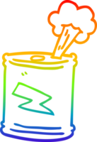 rainbow gradient line drawing of a cartoon fizzy drinks can png