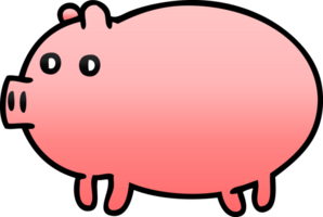 gradient shaded cartoon of a fat pig png