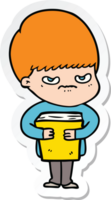 sticker of a annoyed cartoon boy png