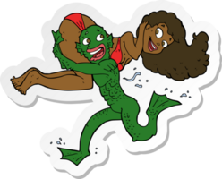 sticker of a cartoon swamp monster carrying girl in bikini png