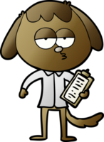 cachorro entediado de desenho animado em roupas de escritório png