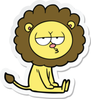 sticker of a cartoon bored lion png