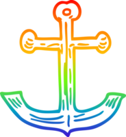 arc en ciel pente ligne dessin de une dessin animé navires ancre png