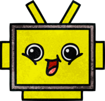 retro grunge texture cartoon of a robot head png