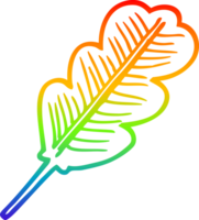 rainbow gradient line drawing of a cartoon fallen leaf png