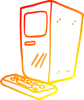 warm gradient line drawing of a cartoon computer and keyboard png