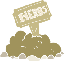 illustration en couleur plate du signe des herbes png