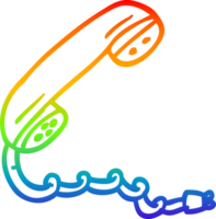 rainbow gradient line drawing of a cartoon telephone handset png