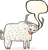 dessin animé vache poilue avec bulle de dialogue png