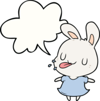 cute cartoon rabbit blowing raspberry with speech bubble png