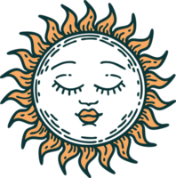 iconic tattoo style image of a sun png