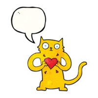 main discours bulle texturé dessin animé chat avec l'amour cœur png