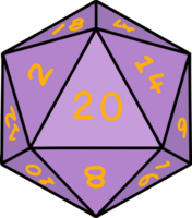 Retro Tattoo Style natural 20 D20 dice roll png