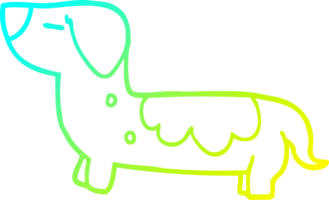cold gradient line drawing of a cartoon dog png