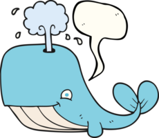 hand drawn speech bubble cartoon whale spouting water png