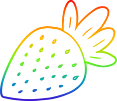 rainbow gradient line drawing of a cartoon strawberry png