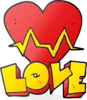 mão desenhado desenho animado coração taxa pulso amor símbolo png