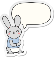 mignonne dessin animé lapin avec discours bulle autocollant png