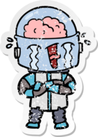 distressed sticker of a cartoon crying robot png