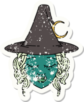 Retro Tattoo Style half orc witch character face png