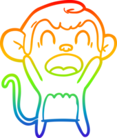 rainbow gradient line drawing of a shouting cartoon monkey png