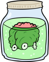 cartoon spooky brain floating in jar png