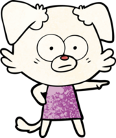 nervous cartoon dog in dress pointing png