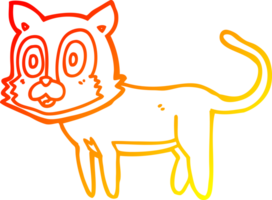 warm gradient line drawing of a happy cartoon cat png